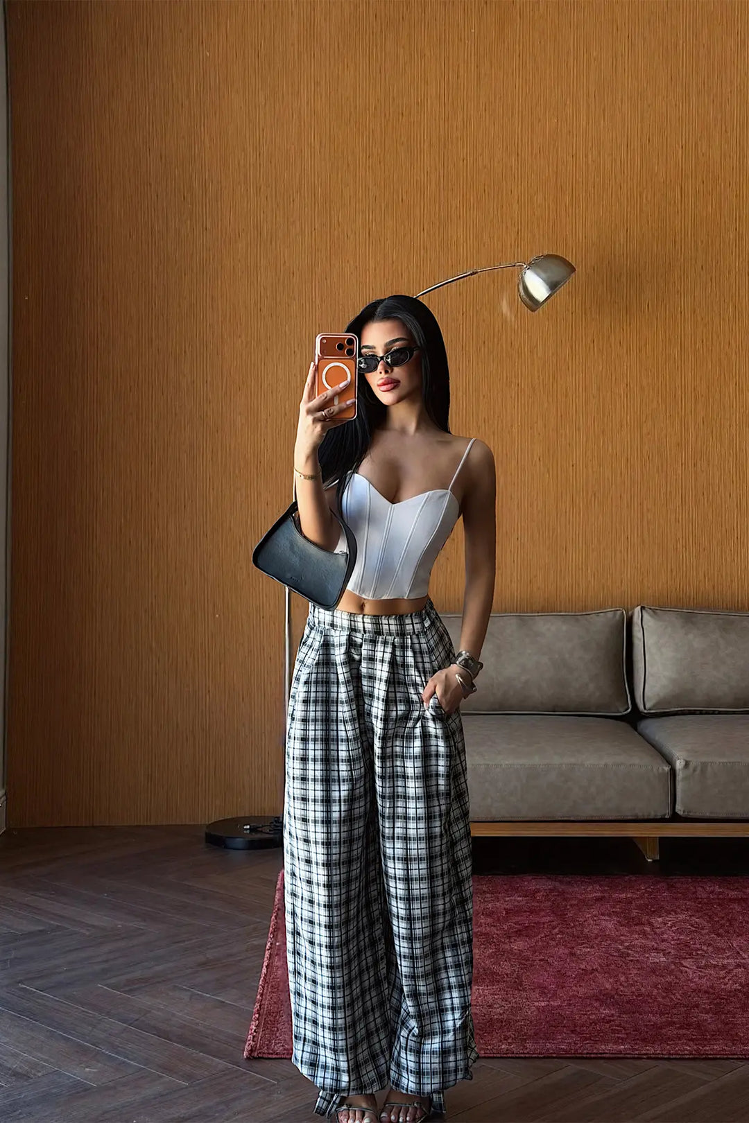 EYY Women Black Plaid Trousers - Piscataway