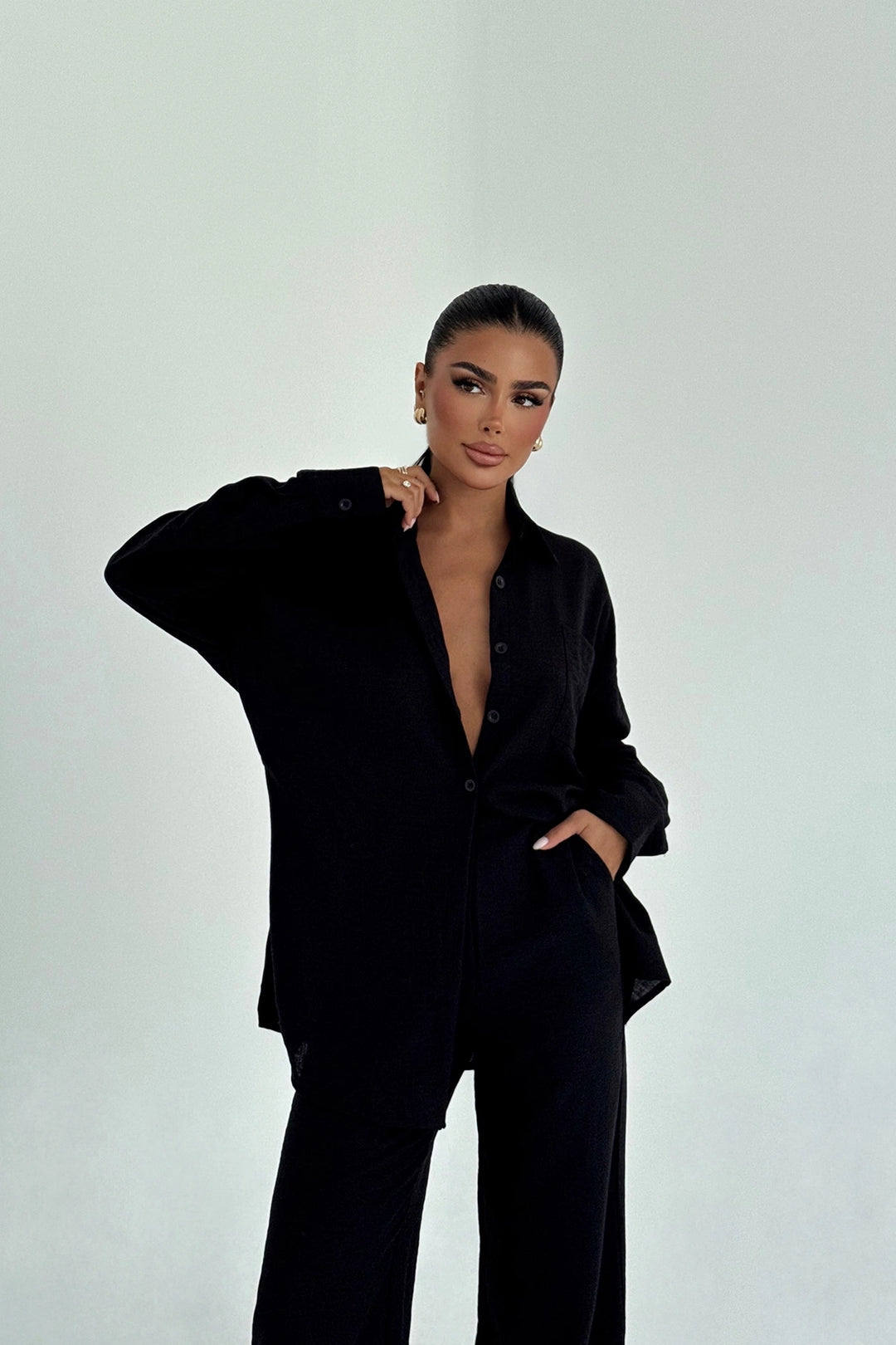 EYY Women Siyah Cep Detaylı Pantolon Takımı - Cheshunt