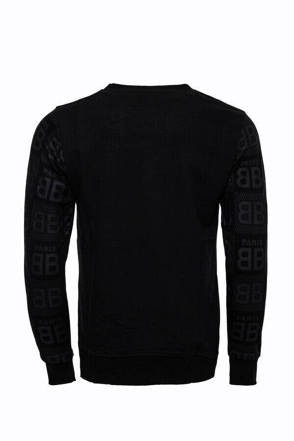 WSS Black Printed Slim Fit Sweatshirt  - Mouscron