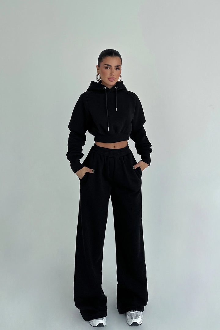 EYY Women Black Scarf Hooded Tracksuit - Xico