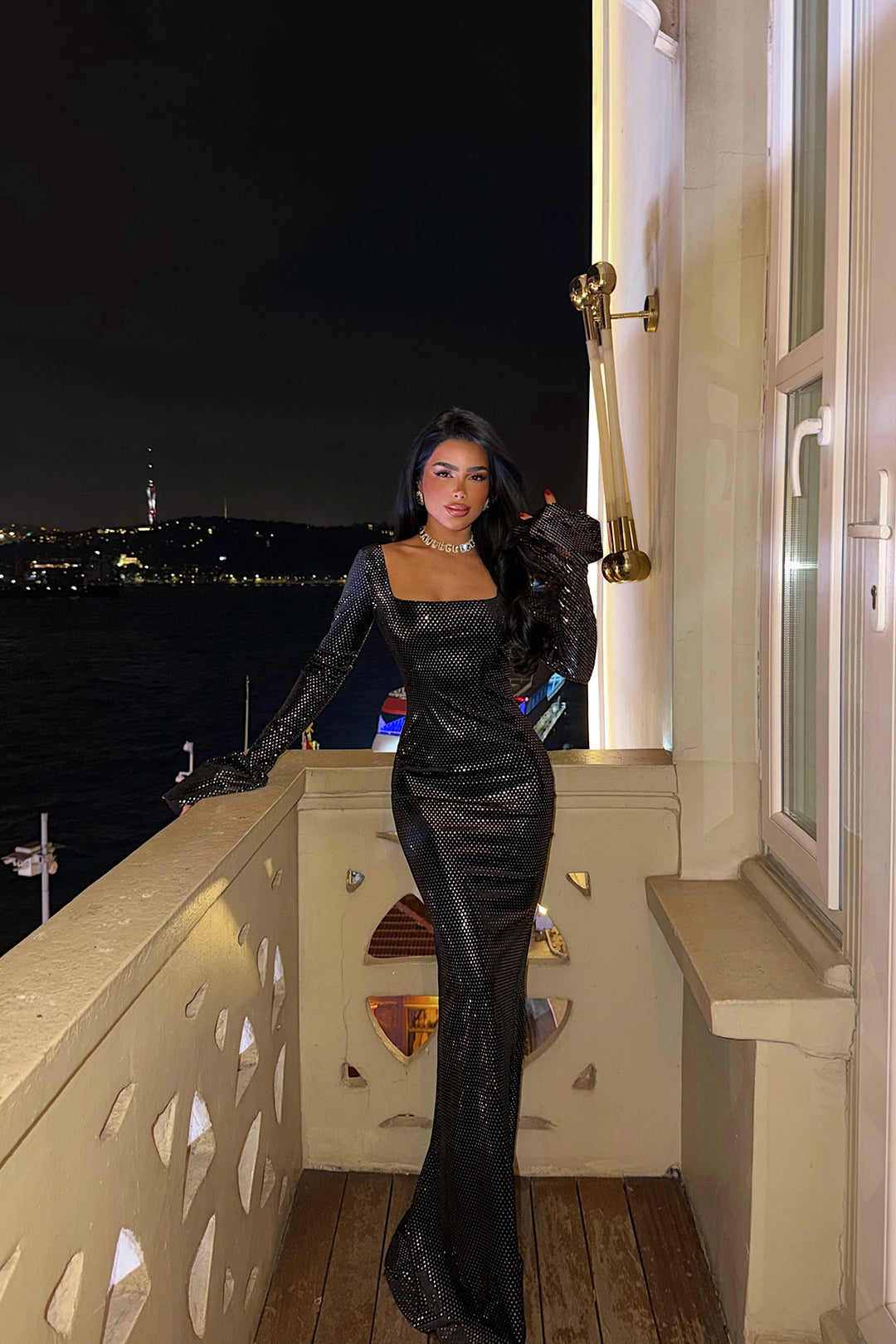 EYY Women Black Sequin Detail Long Dress - Donetsk