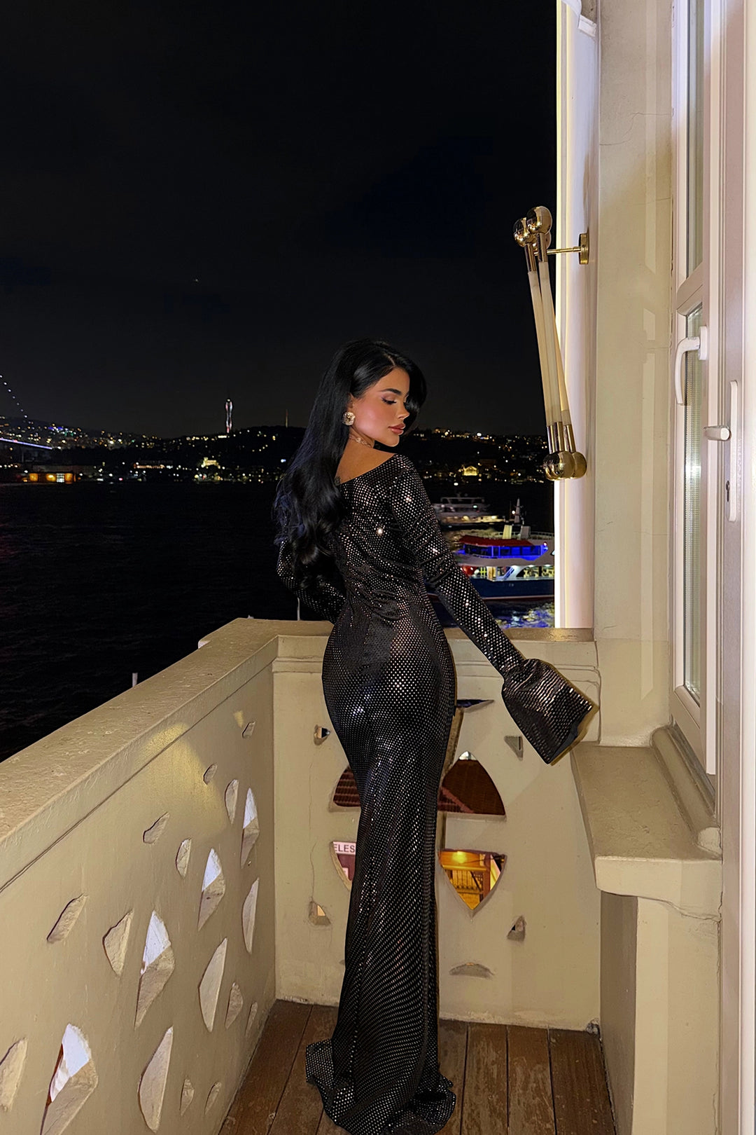 EYY Women Black Sequin Detail Long Dress - Donetsk