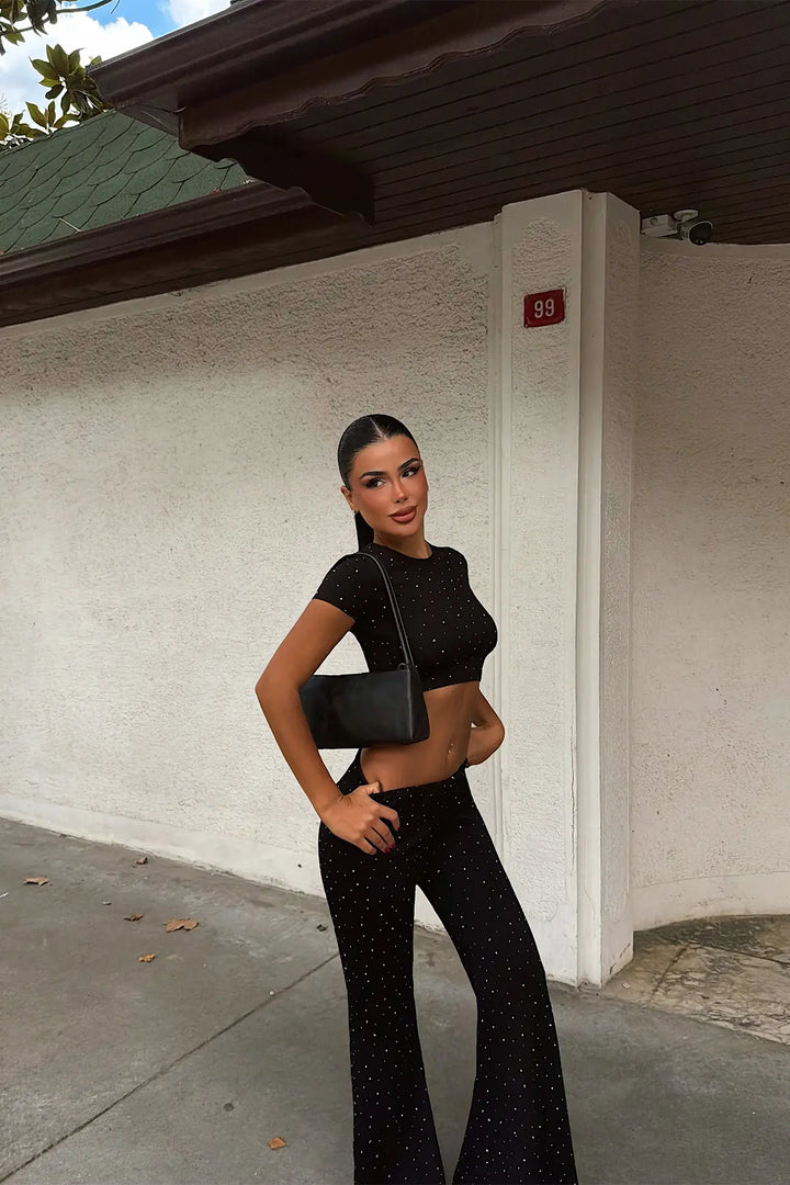 EYY Women Black Set with Stone Detail Pants - Krefeld