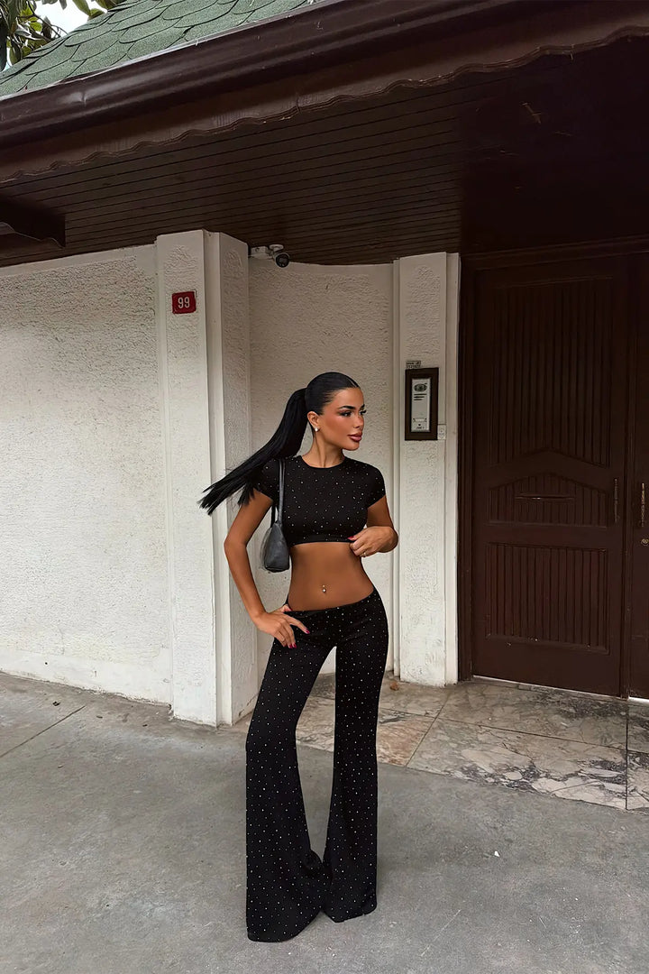 EYY Women Black Set with Stone Detail Pants - Krefeld
