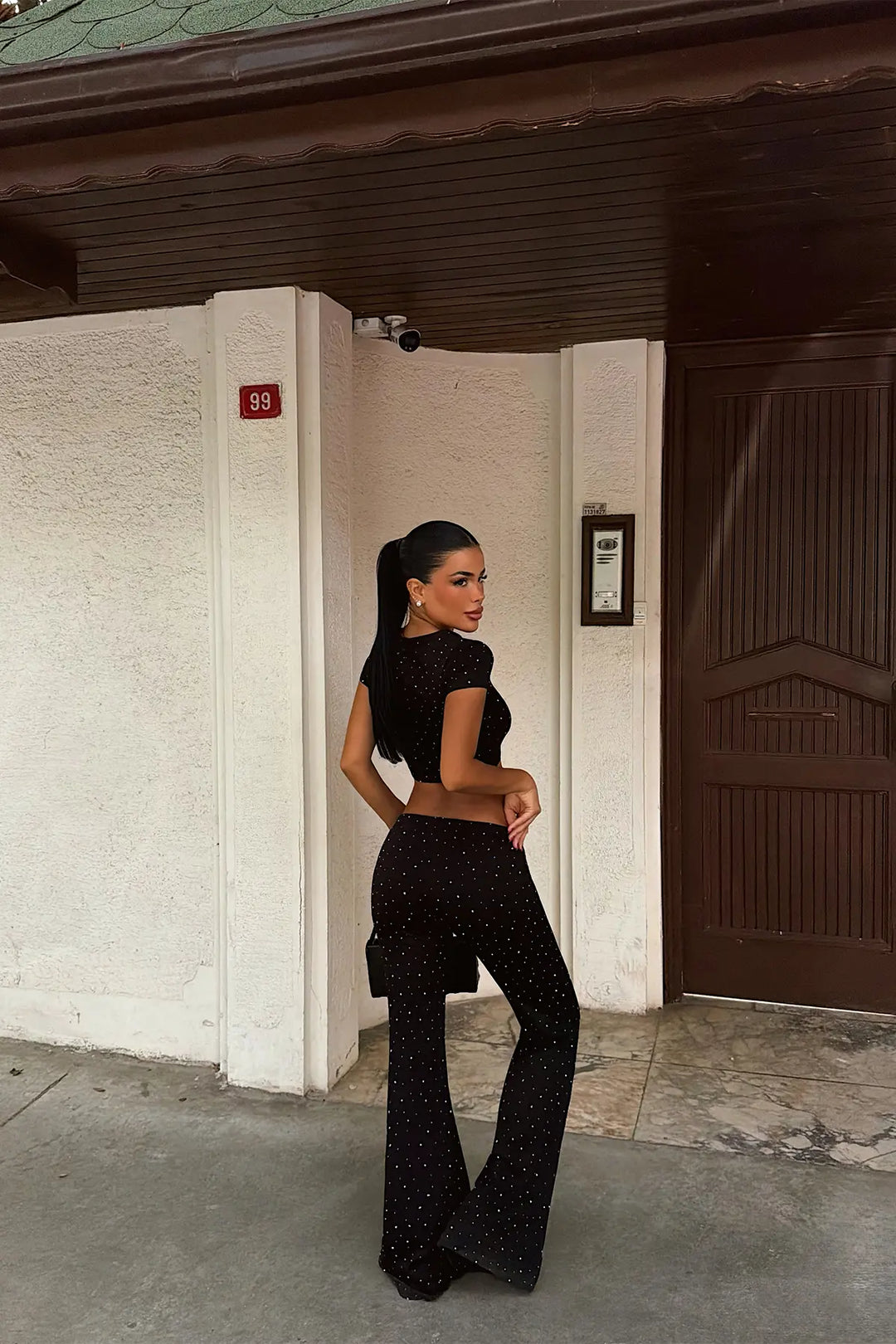 EYY Women Black Set with Stone Detail Pants - Krefeld