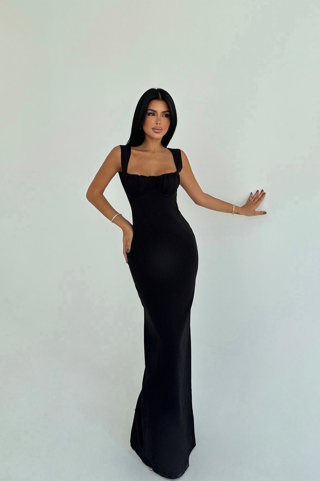 EYY Women Siyah Şal Elbise Uzun - Preston