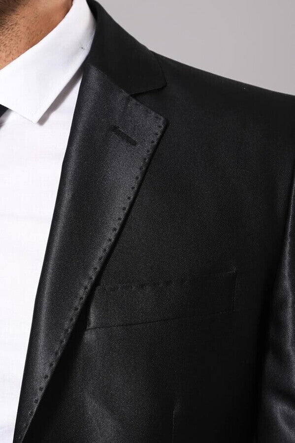 WSS Black Shiny Men's Suit   - Hialeah