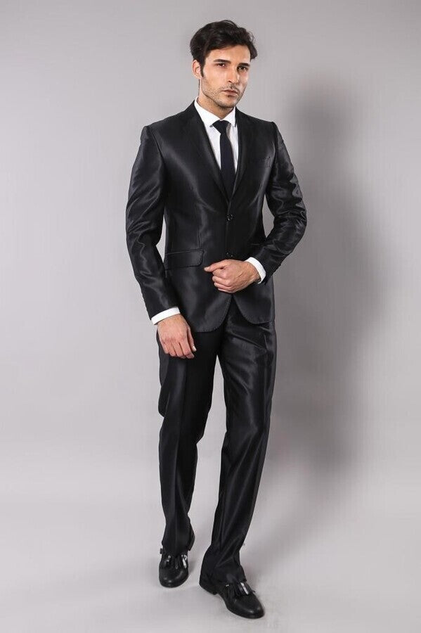 WSS Black Shiny Men's Suit   - Hialeah