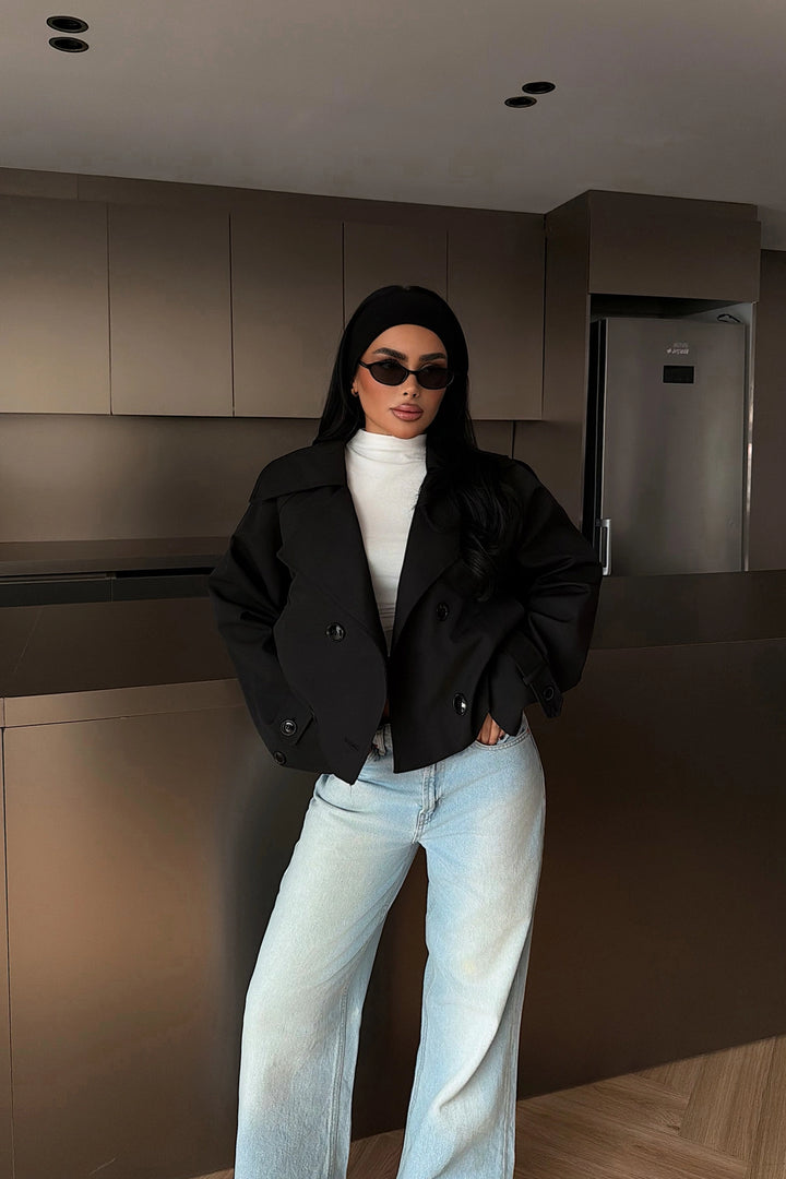 EYY Women Siyah Kısa Ceket - Tarragona
