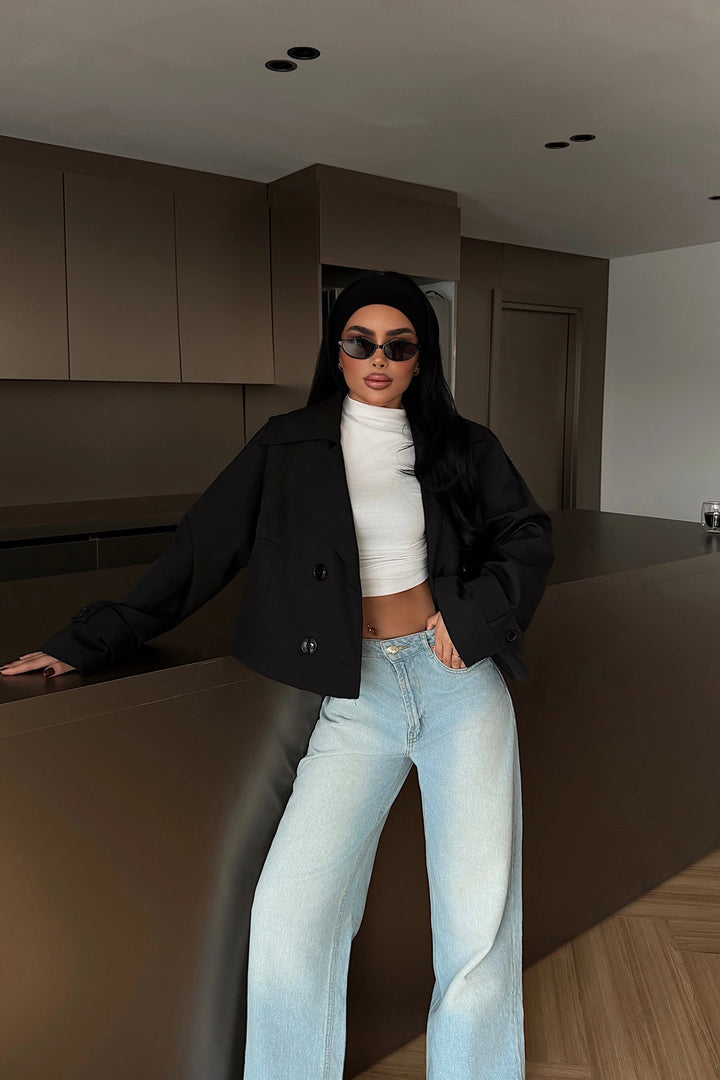 EYY Women Siyah Kısa Ceket - Tarragona