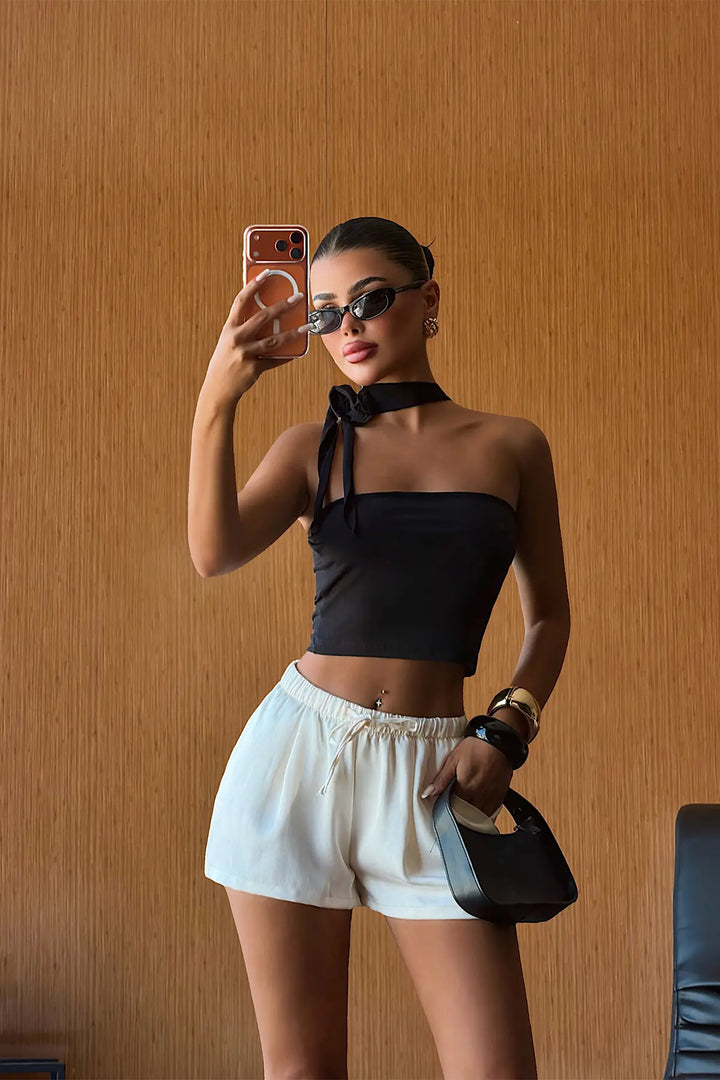 EYY Women Black Strapless Crop Top - Tucker