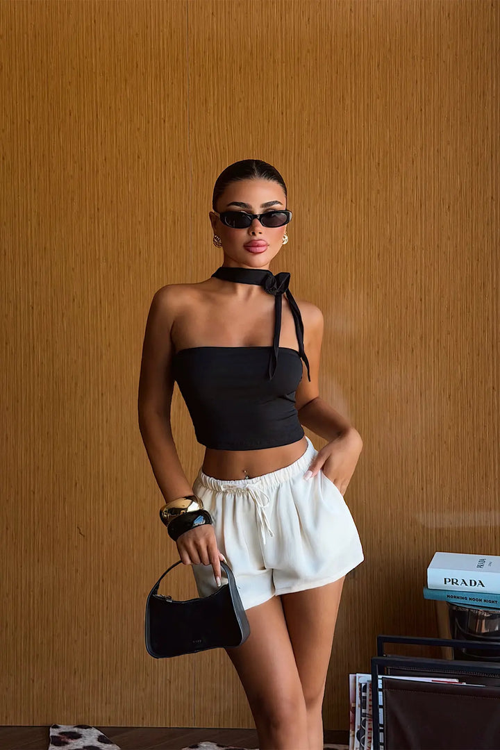 EYY Women Black Strapless Crop Top - Tucker