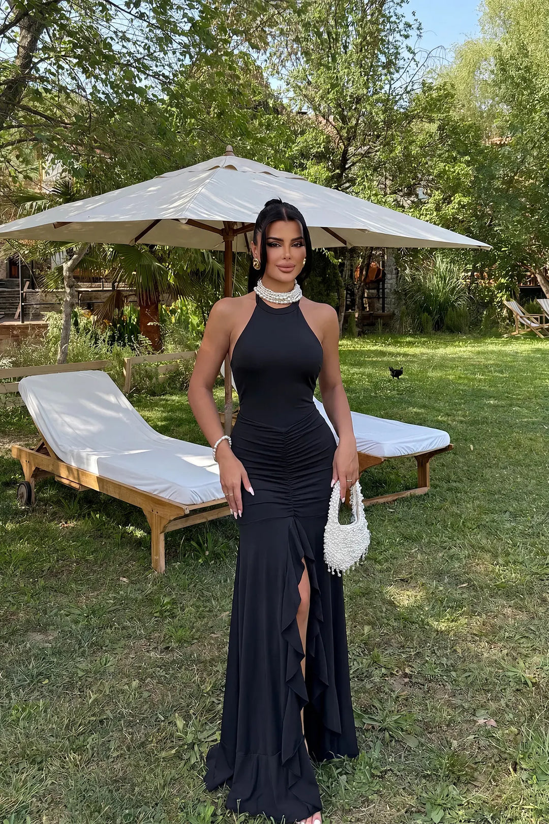 EYY Women Black Strappy Long Dress - Monreale
