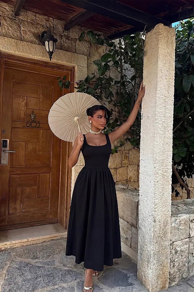 EYY Women Black Strappy Long Dress - Bridgewater