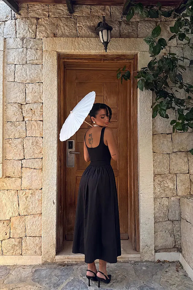 EYY Women Black Strappy Long Dress - Bridgewater