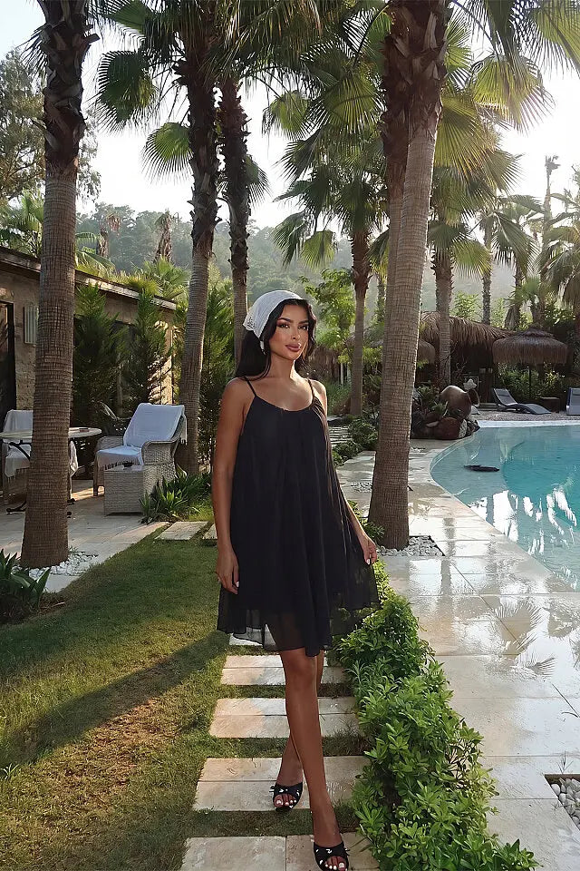 EYY Women Black Strappy Midi Dress - Fuengirola
