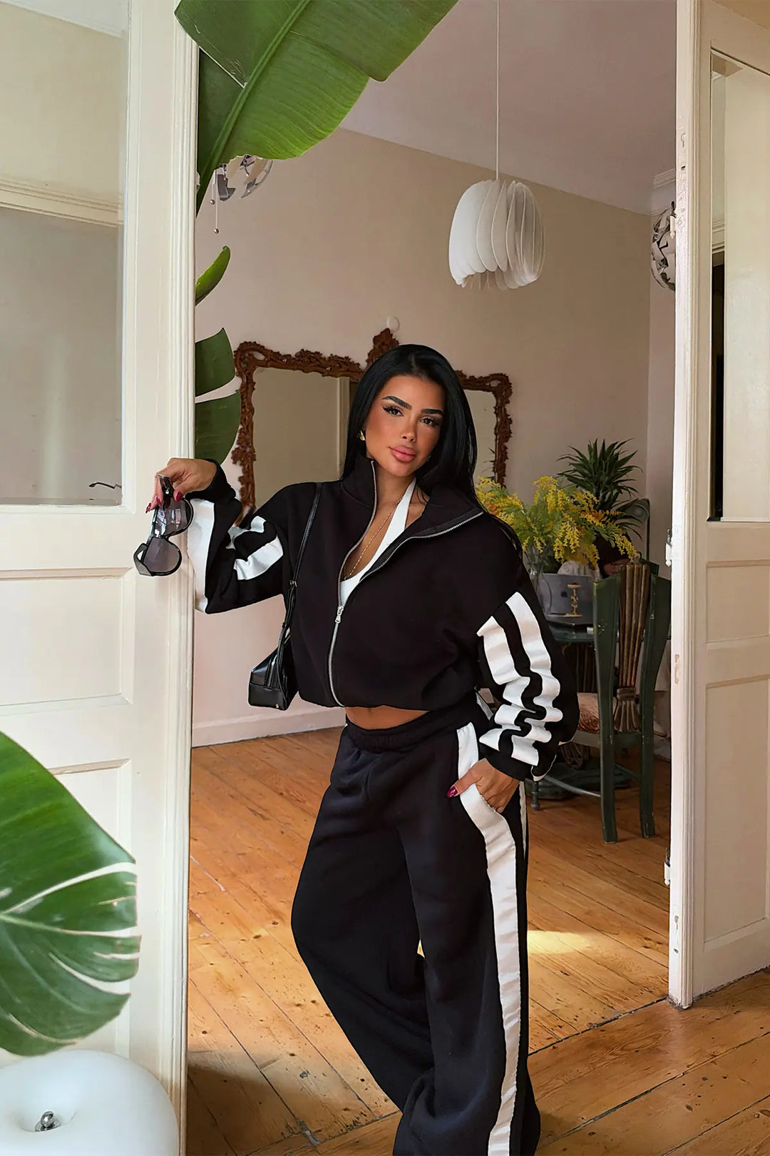 EYY Women Black Stripe Detail Tracksuit Set - Christchurch