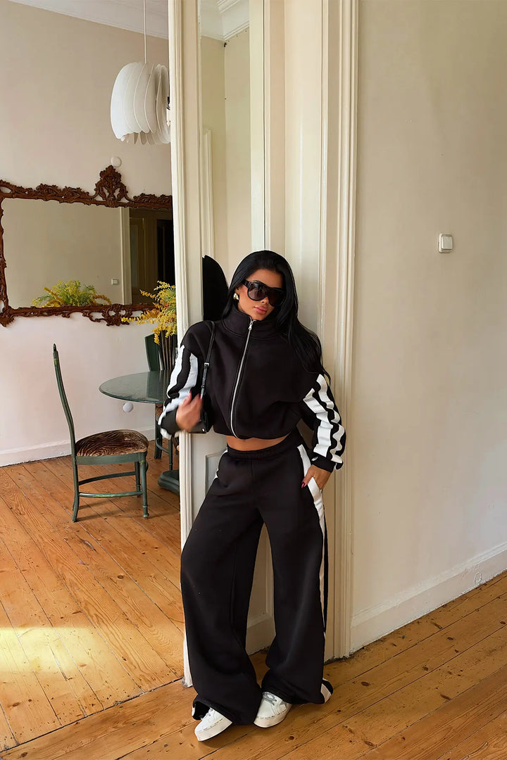 EYY Women Black Stripe Detail Tracksuit Set - Christchurch