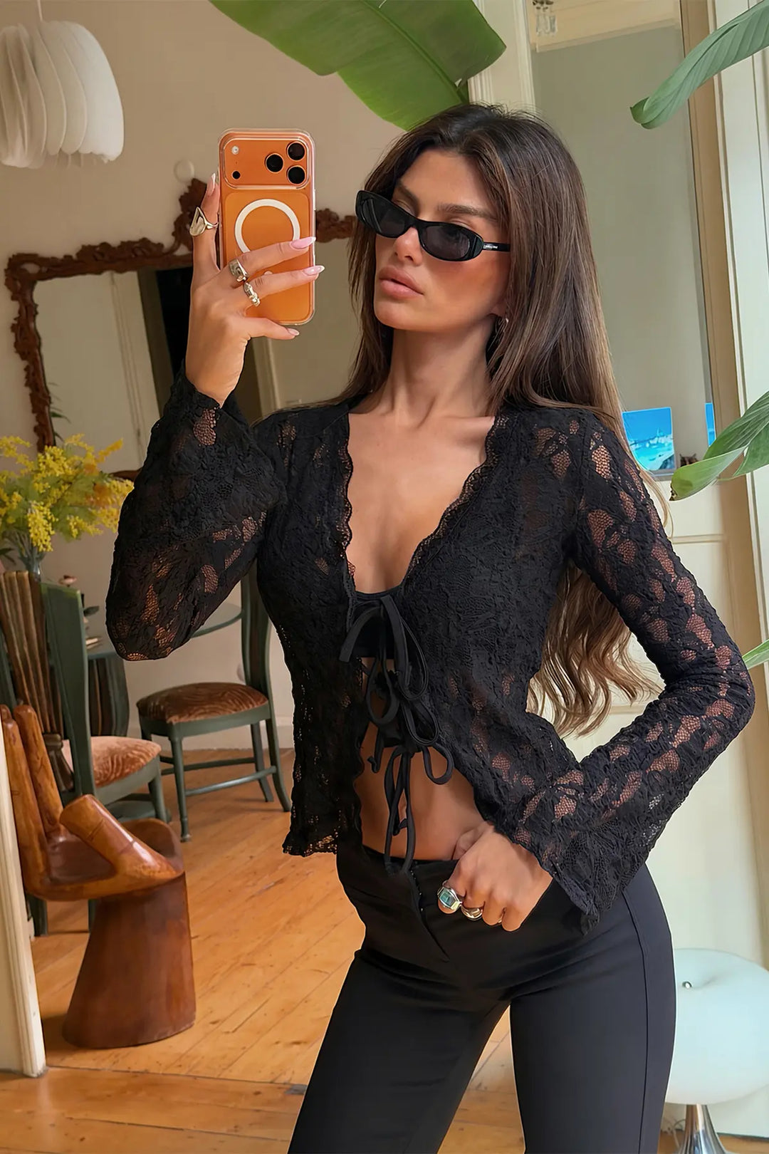 EYY Women Black Tie-Front Crop Top - St. Charles