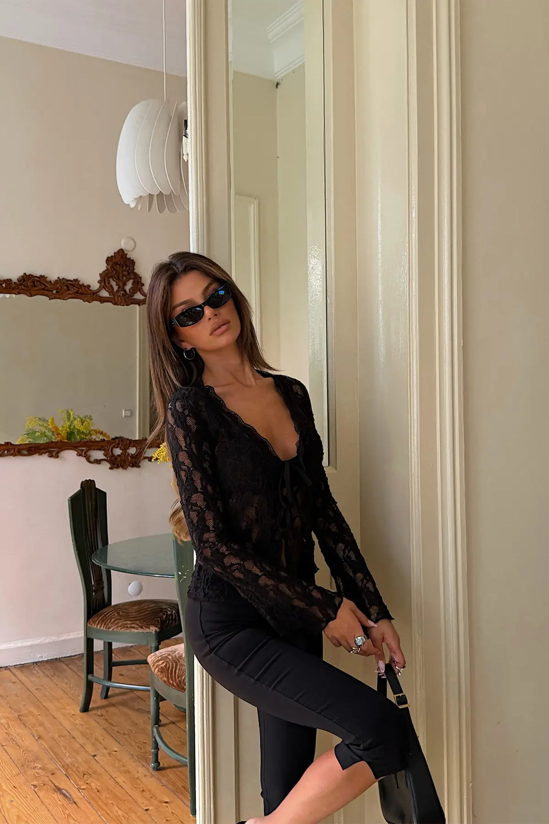 EYY Women Black Tie-Front Crop Top - Brăila