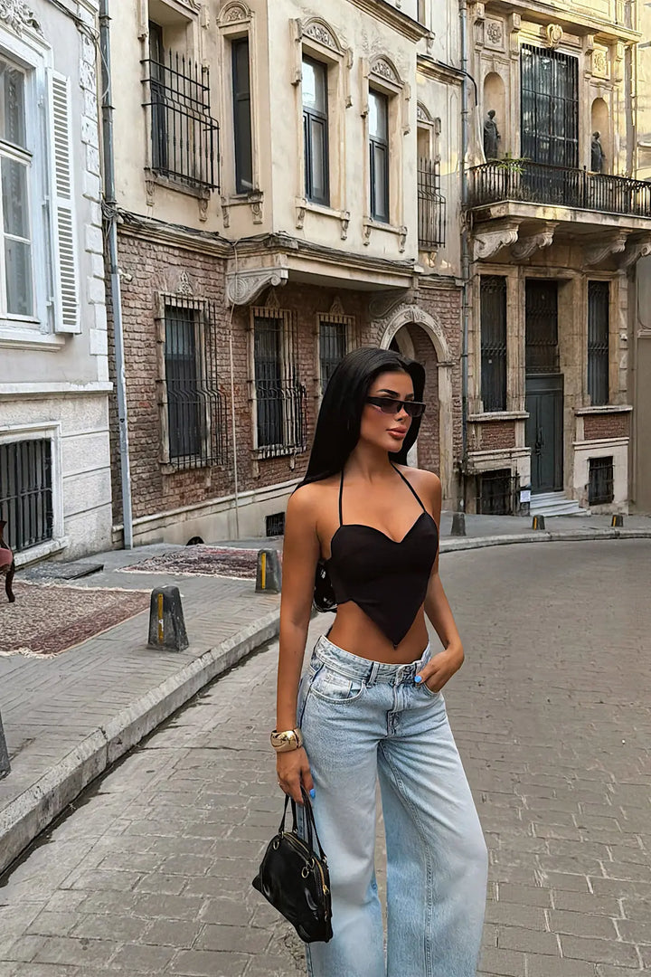 EYY Women Black Tie-Up Crop Top - Brive-la-Gaillarde