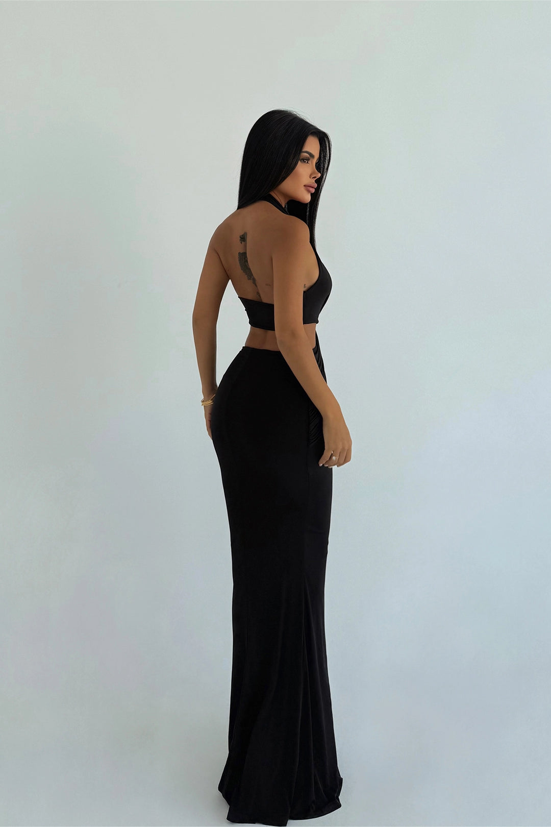 EYY Women Black Seamed Long Dress - Hilo