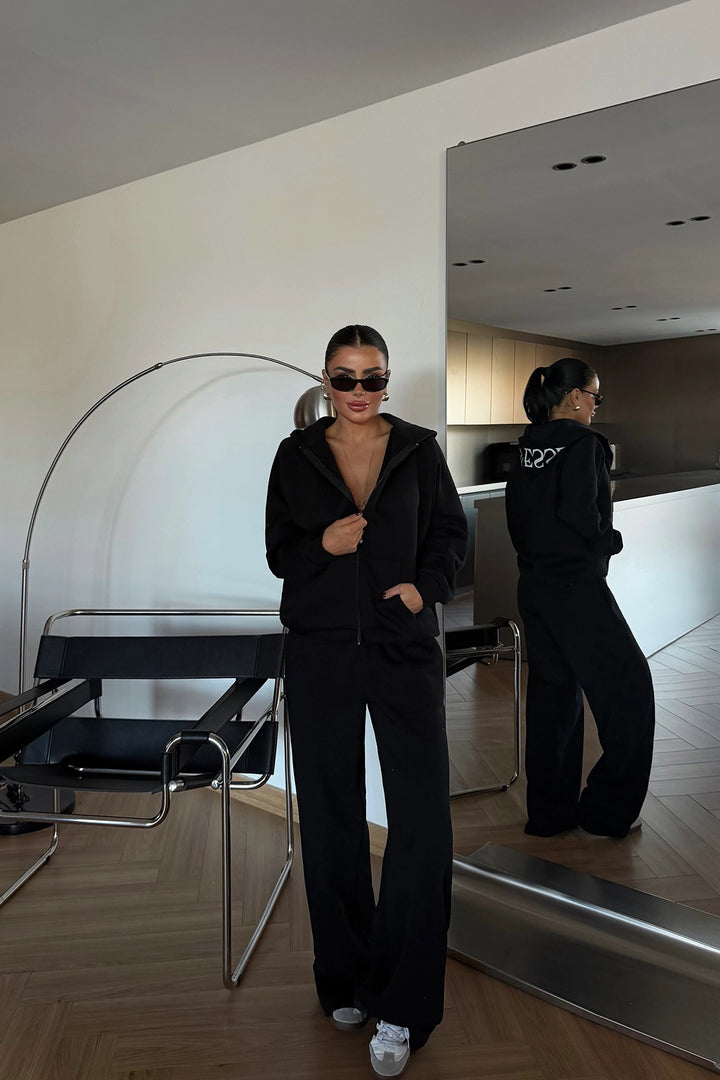 EYY Women Siyah Fermuarlı Eşofman Takımı - Chatham