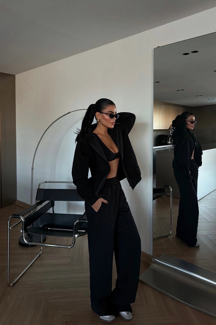 EYY Women Siyah Fermuarlı Eşofman Takımı - Chatham