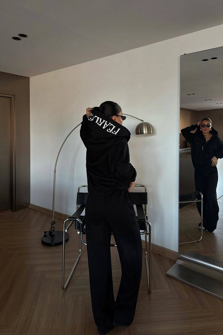 EYY Women Siyah Fermuarlı Eşofman Takımı - Chatham