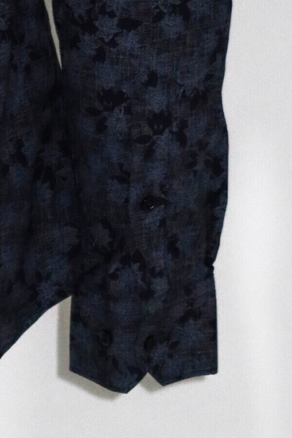 WSS Bloom Patterned Dark Blue Slim Fir Shirt  - Apache Junction