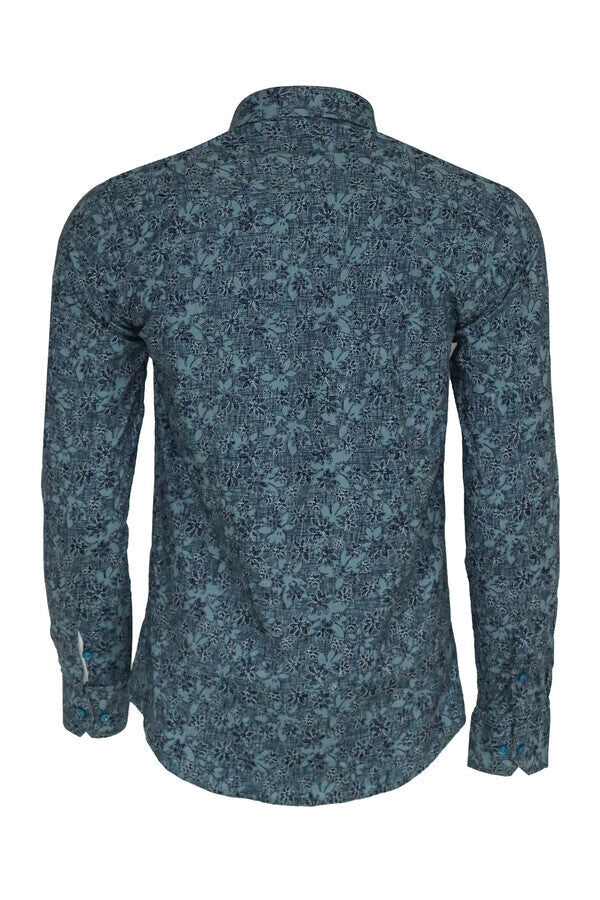 WSS Bloom Patterned Green Slim Fit Shirt  - Abilene