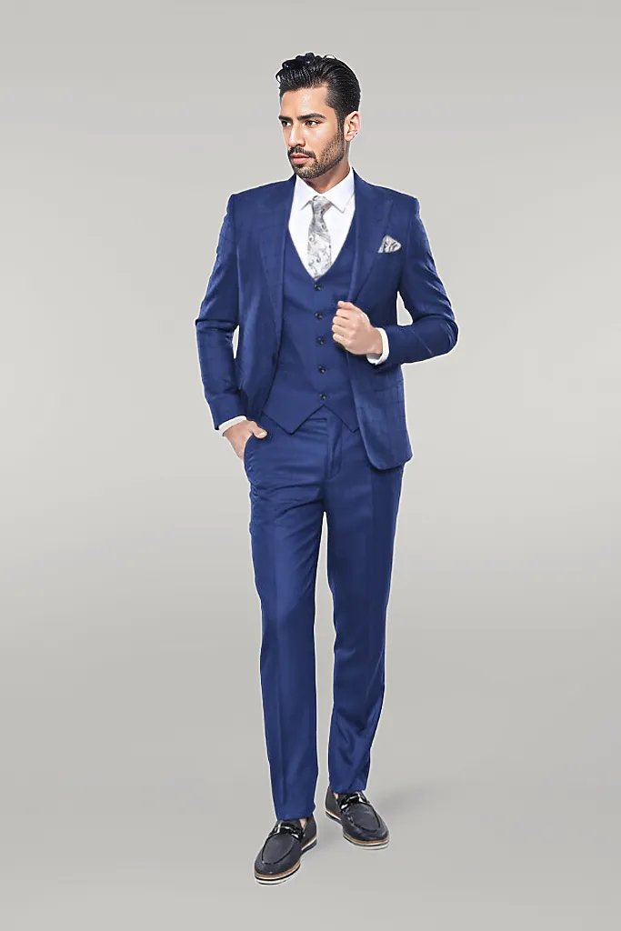 WSS Blue Vested Suit With Plaid Blazer  - Singen
