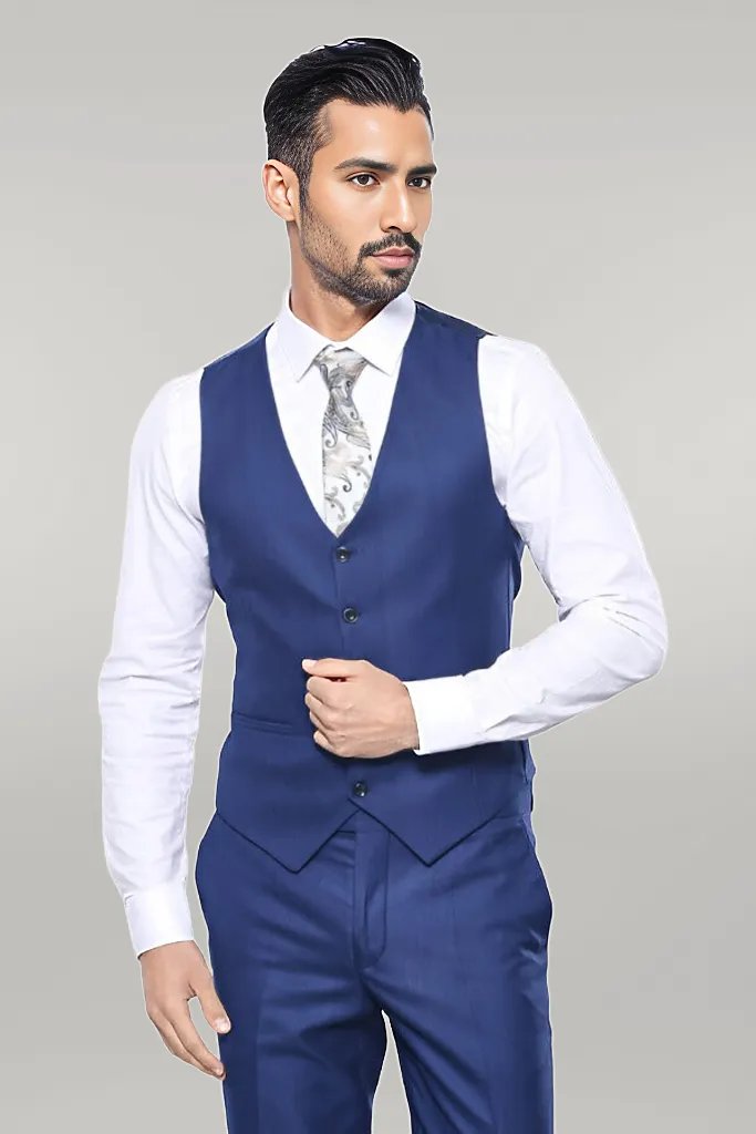 WSS Blue Vested Suit With Plaid Blazer  - Singen