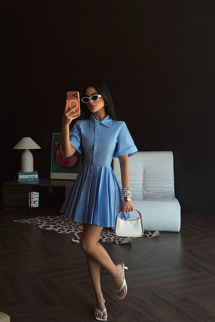 EYY Women Blue Buttoned Dress - Cleveland