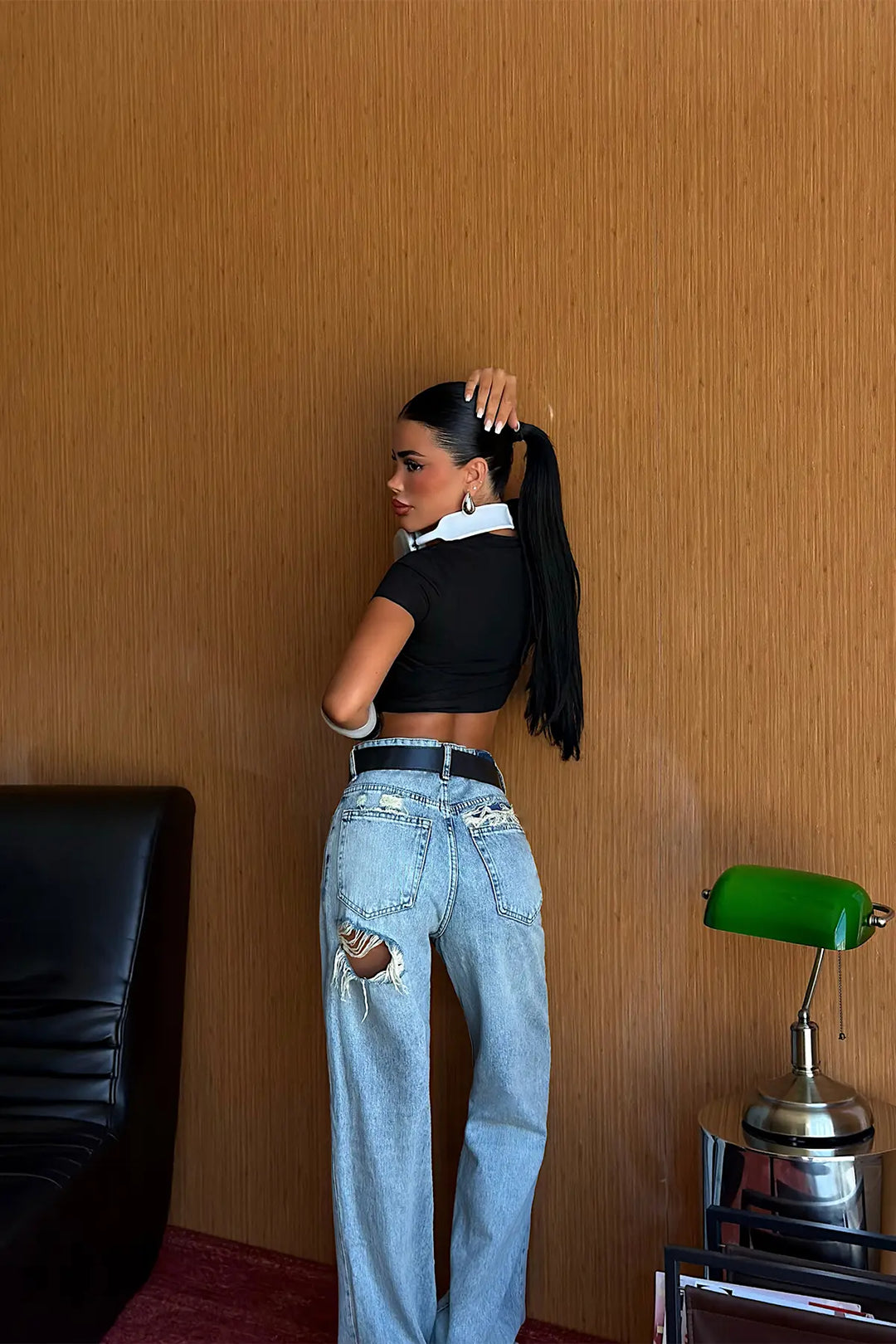 EYY Women Blue High-Waisted Trousers - San José del Cabo