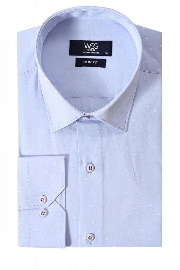 WSS Blue Patterned Slim Fit Shirt  - Kansas City