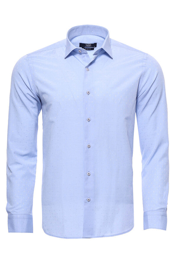 WSS Blue Patterned Slim Fit Shirt  - Kansas City