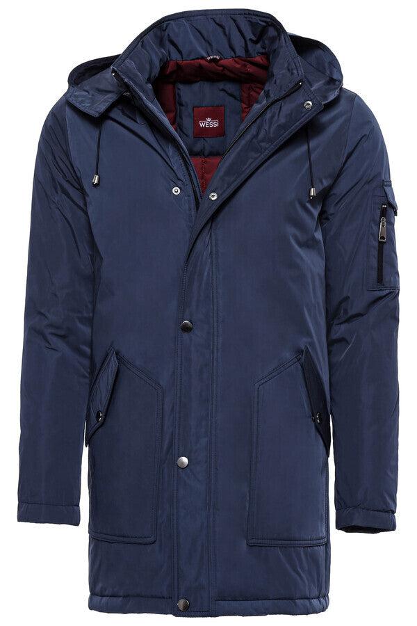 WSS Blue Pocket Hooded Men's Coat  - Passaic