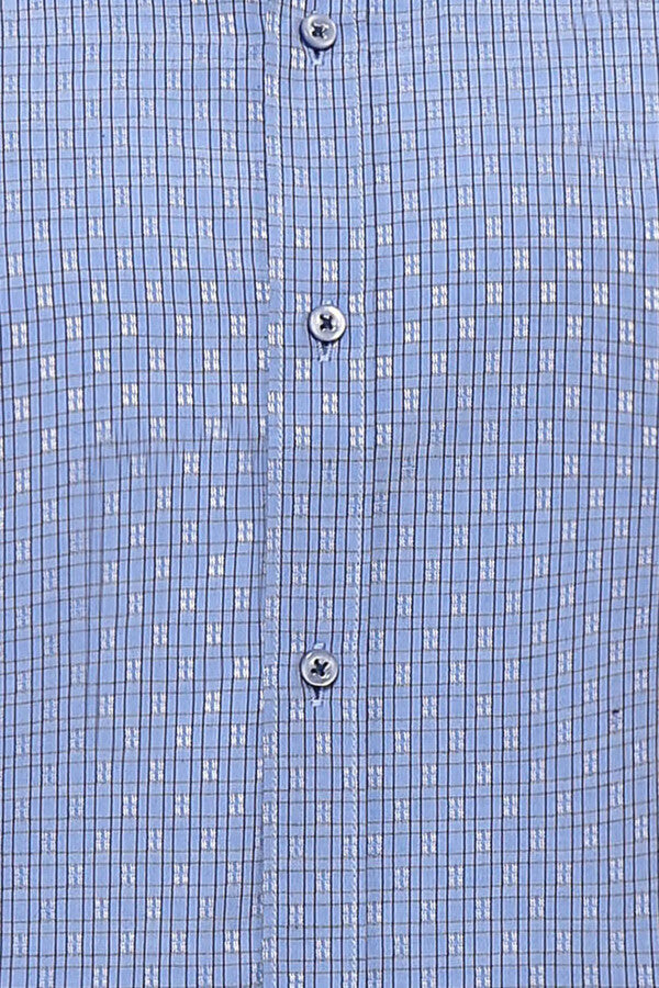 WSS Patterned Slim Fit Blue Shirt  - Peoria