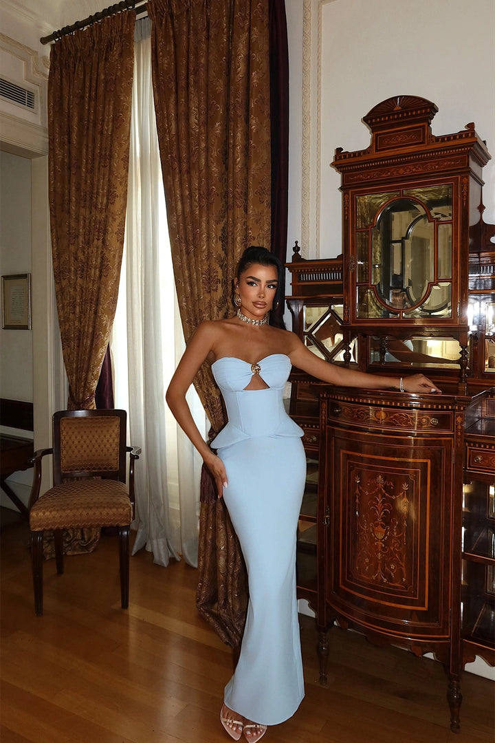 EYY Women Blue Strapless Dress with Pocket Detail - Upper Hutt