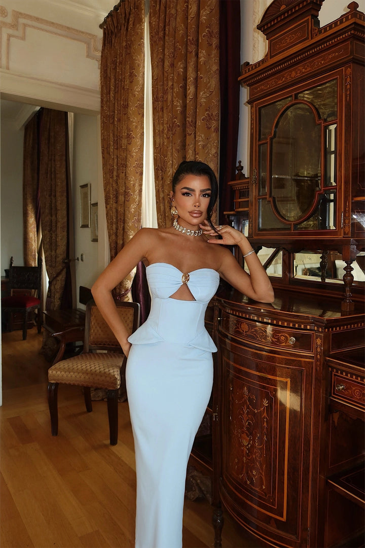 EYY Women Blue Strapless Dress with Pocket Detail - Upper Hutt