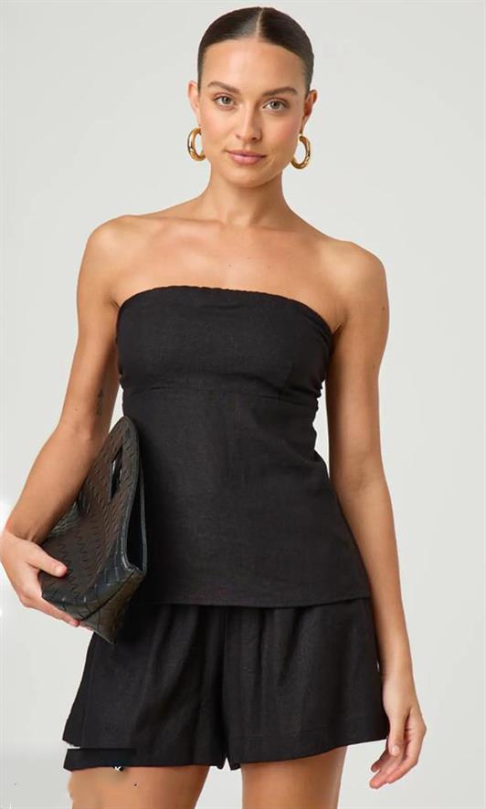 MDX Madmext Black 100% Cotton Strapless Blouse Mg2354 - Chicago