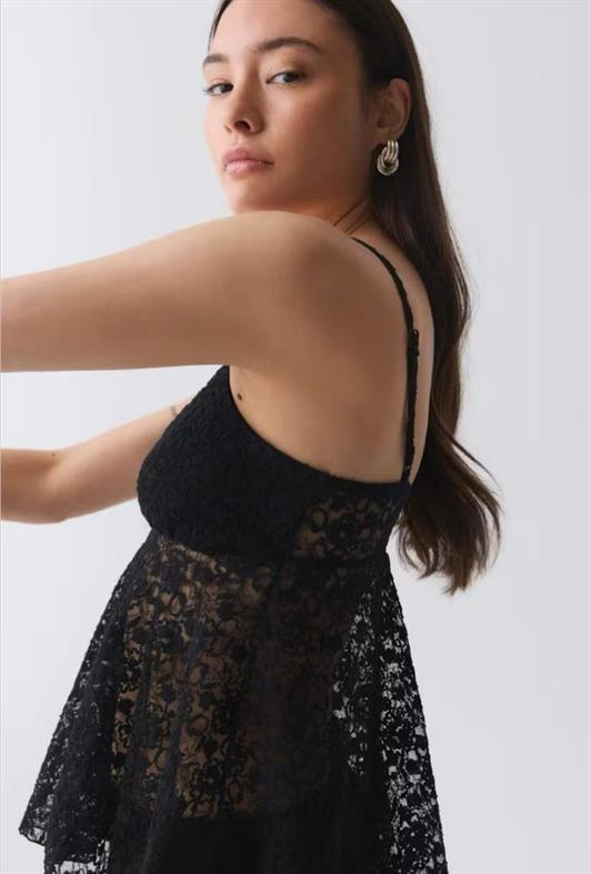 MDX Black Adjustable Strap Lace Blouse MG2348 - Edinburg