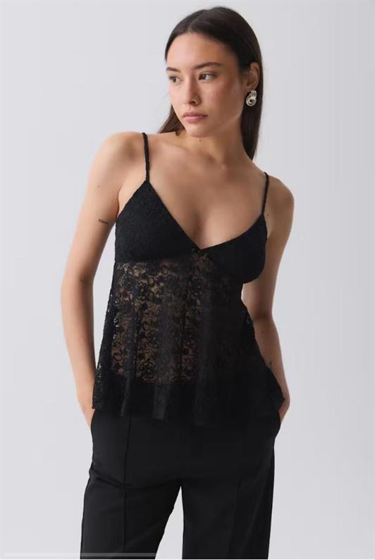 MDX Black Adjustable Strap Lace Blouse MG2348 - Edinburg
