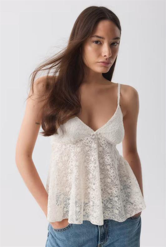 MDX White Adjustable Strap Lace Blouse MG2348 - Pleasanton
