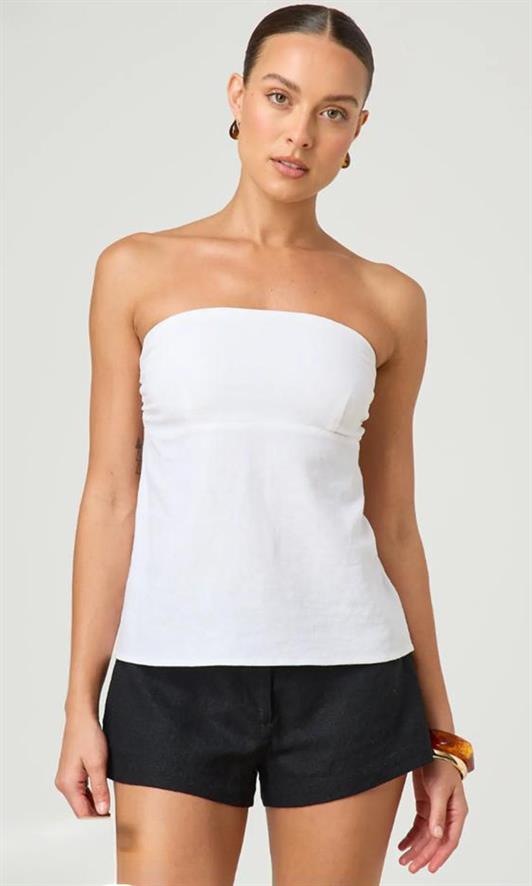 MDX Madmext White 100% Cotton Strapless Blouse Mg2354 - Wauwatosa