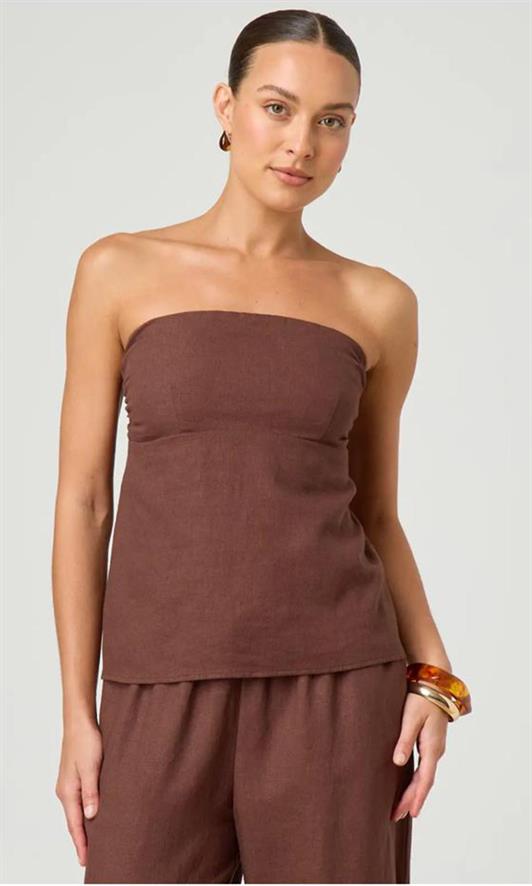 MDX Madmext Brown 100% Cotton Strapless Blouse Mg2354 - Eccles