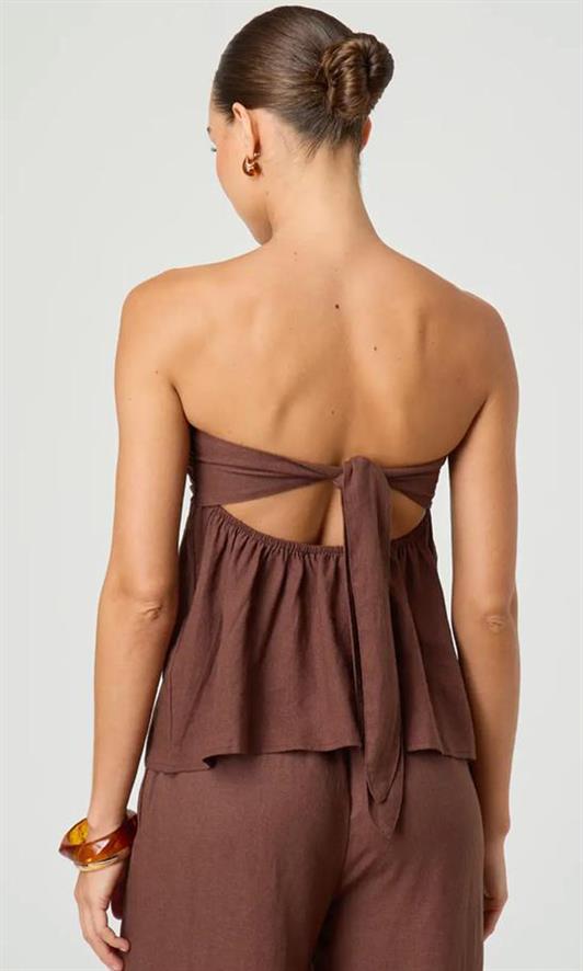 MDX Madmext Brown 100% Cotton Strapless Blouse Mg2354 - Eccles