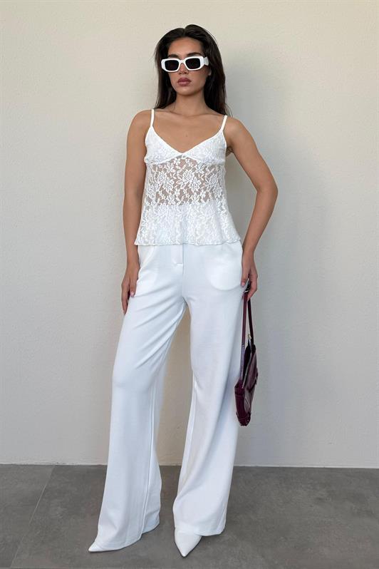 MDX White Adjustable Strap Lace Blouse MG2348 - Pleasanton