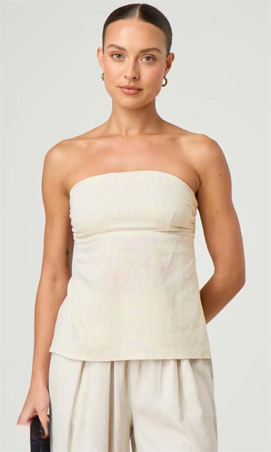 MDX Madmext Stone Color 100% Cotton Strapless Blouse Mg2354 - Sète
